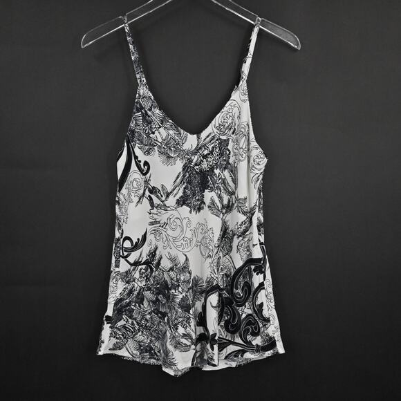 SCANDAL ITALY Womens Top Size M Molly Toile Black White Print Cami Blouse NEW‎ - Picture 1 of 10